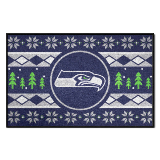 Seattle Seahawks Holiday Sweater Starter Mat Accent Rug - 19in. x 30in.