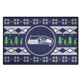 Seattle Seahawks Holiday Sweater Starter Mat Accent Rug - 19in. x 30in.