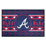 Atlanta Braves "Braves" Script Logo Holiday Sweater Starter Mat Accent Rug - 19in. x 30in.