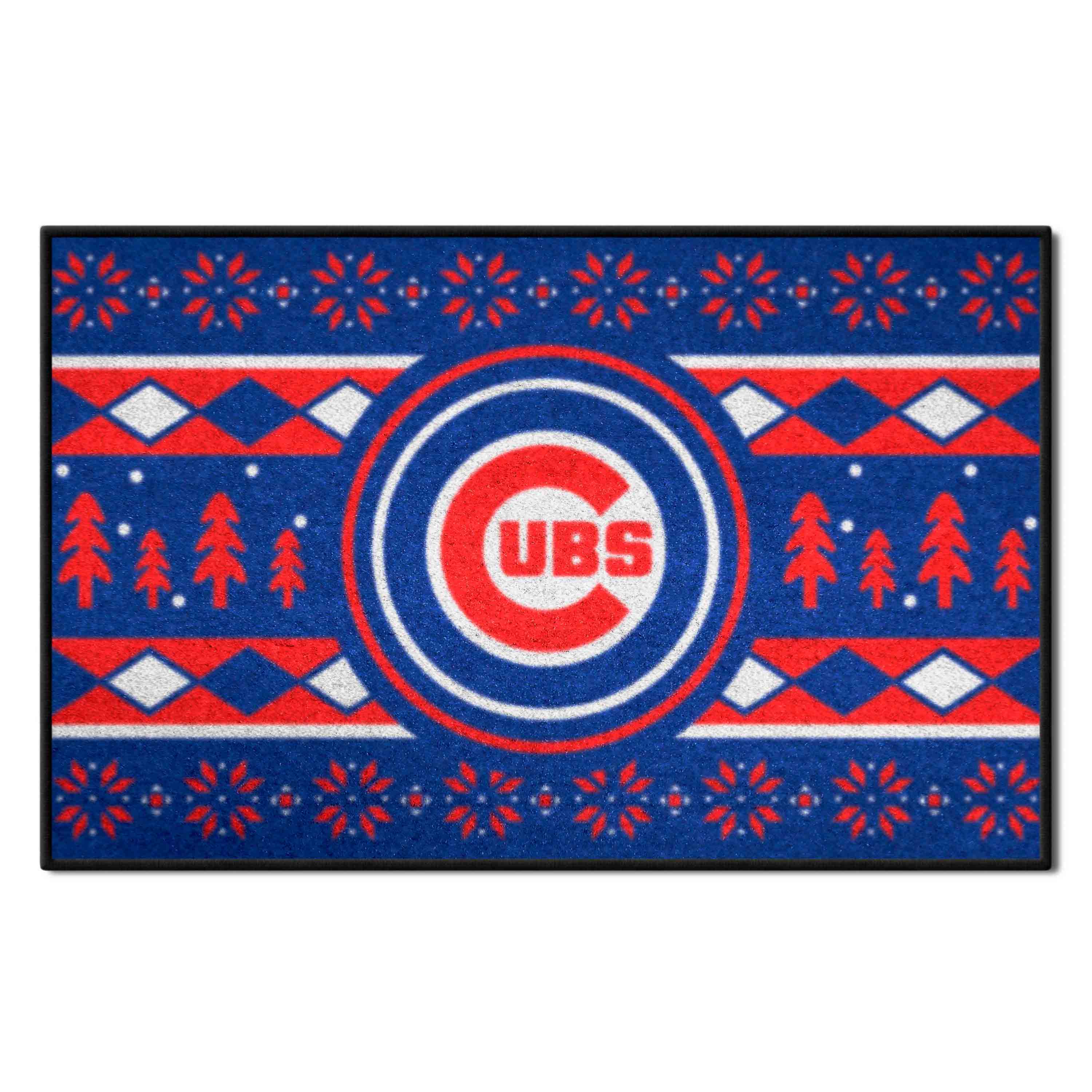 Chicago Cubs Holiday Sweater Starter Mat Accent Rug - 19in. x 30in.