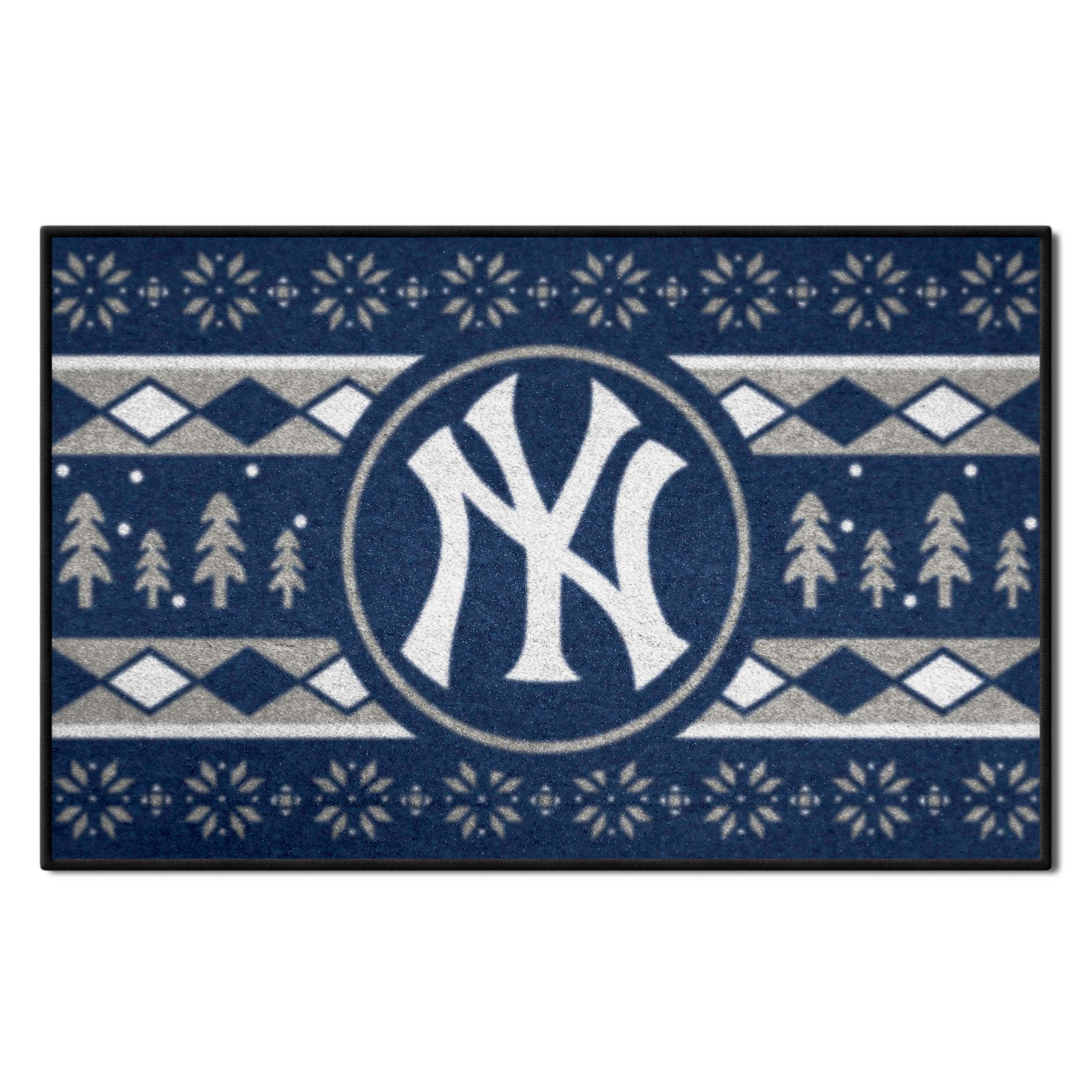 New York Yankees Holiday Sweater Starter Mat Accent Rug - 19in. x 30in.