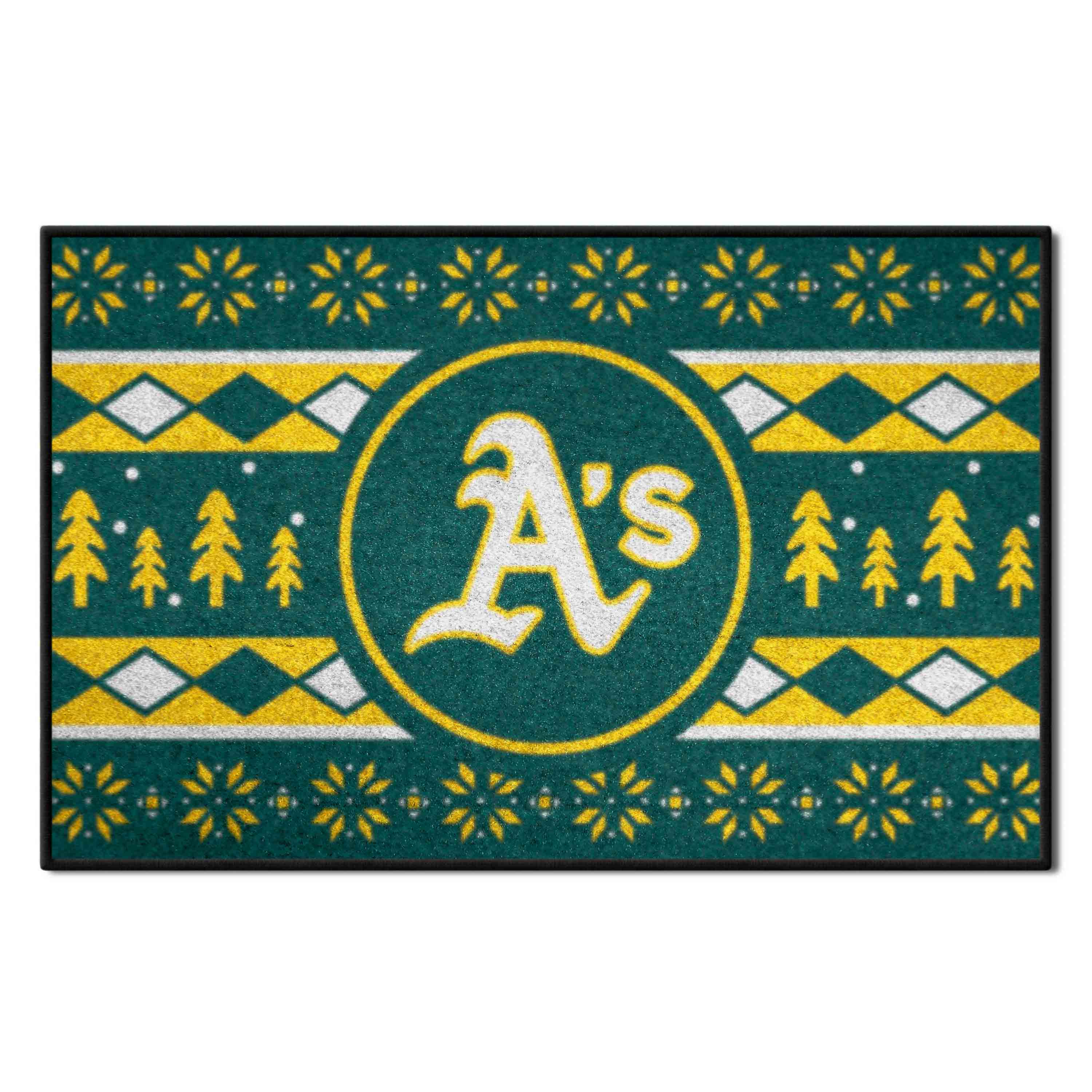 Oakland Athletics Holiday Sweater Starter Mat Accent Rug - 19in. x 30in. - Oakland Athletics