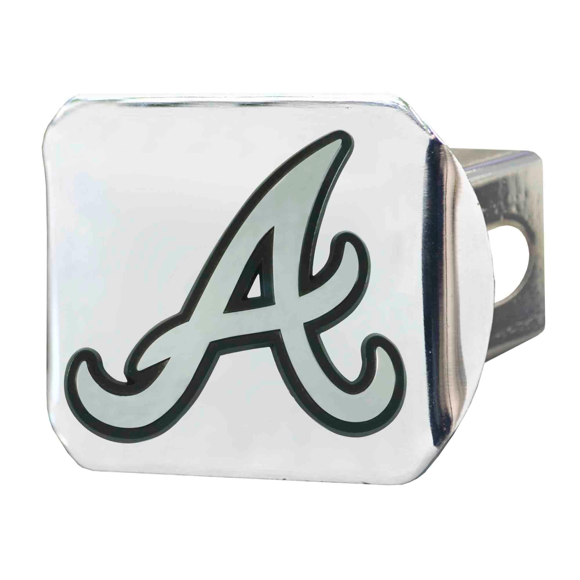 Atlanta Braves Chrome Metal Hitch Cover with Chrome Metal 3D Emblem - Atlanta Braves