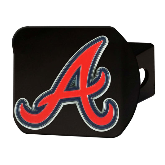 Atlanta Braves Black Metal Hitch Cover - 3D Color Emblem - Atlanta Braves