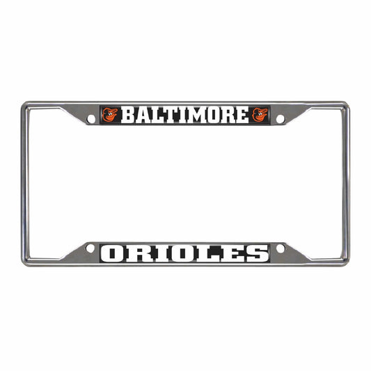 Baltimore Orioles Chrome Metal License Plate Frame, 6.25in x 12.25in - Baltimore Orioles