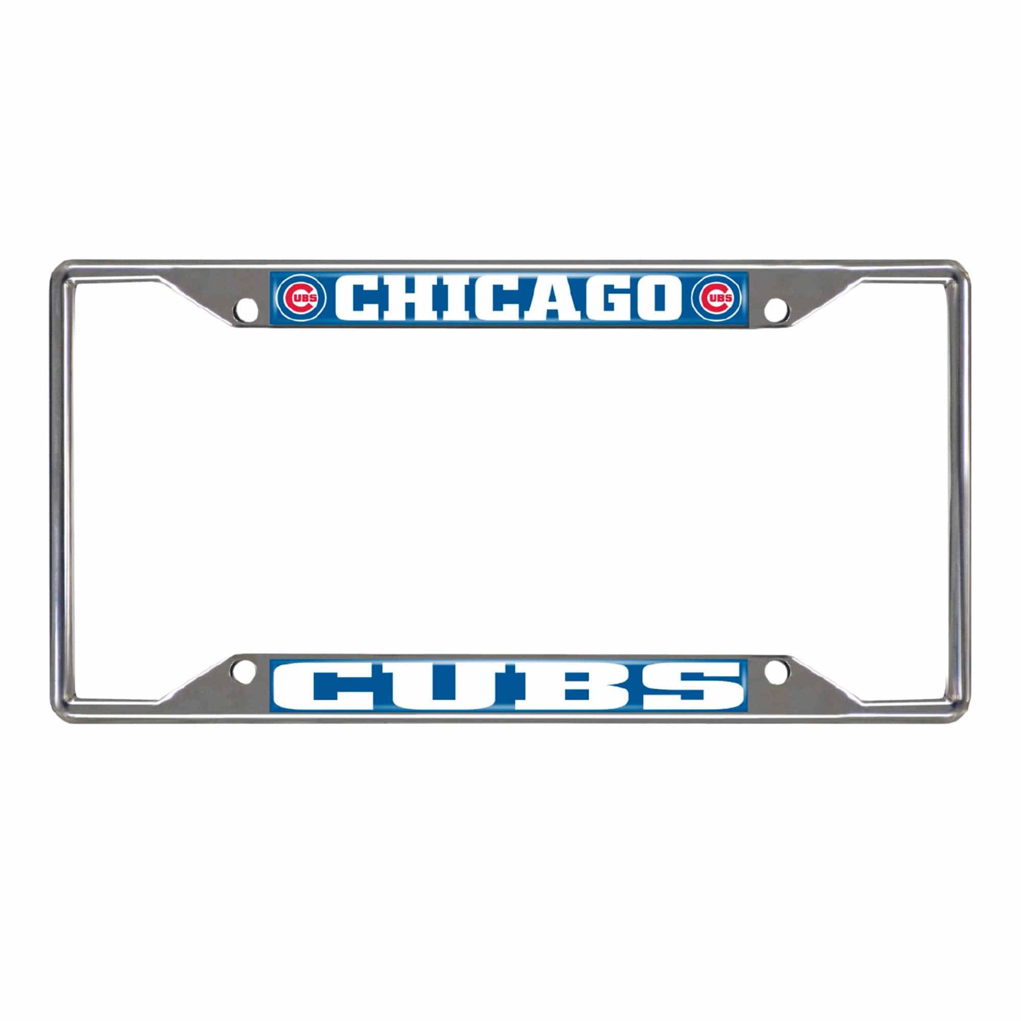 Chicago Cubs Chrome Metal License Plate Frame, 6.25in x 12.25in - Chicago Cubs