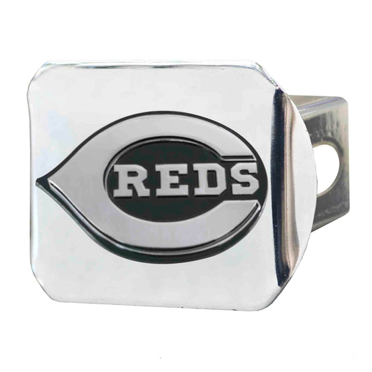 Cincinnati Reds Chrome Metal Hitch Cover with Chrome Metal 3D Emblem - Cincinnati Reds