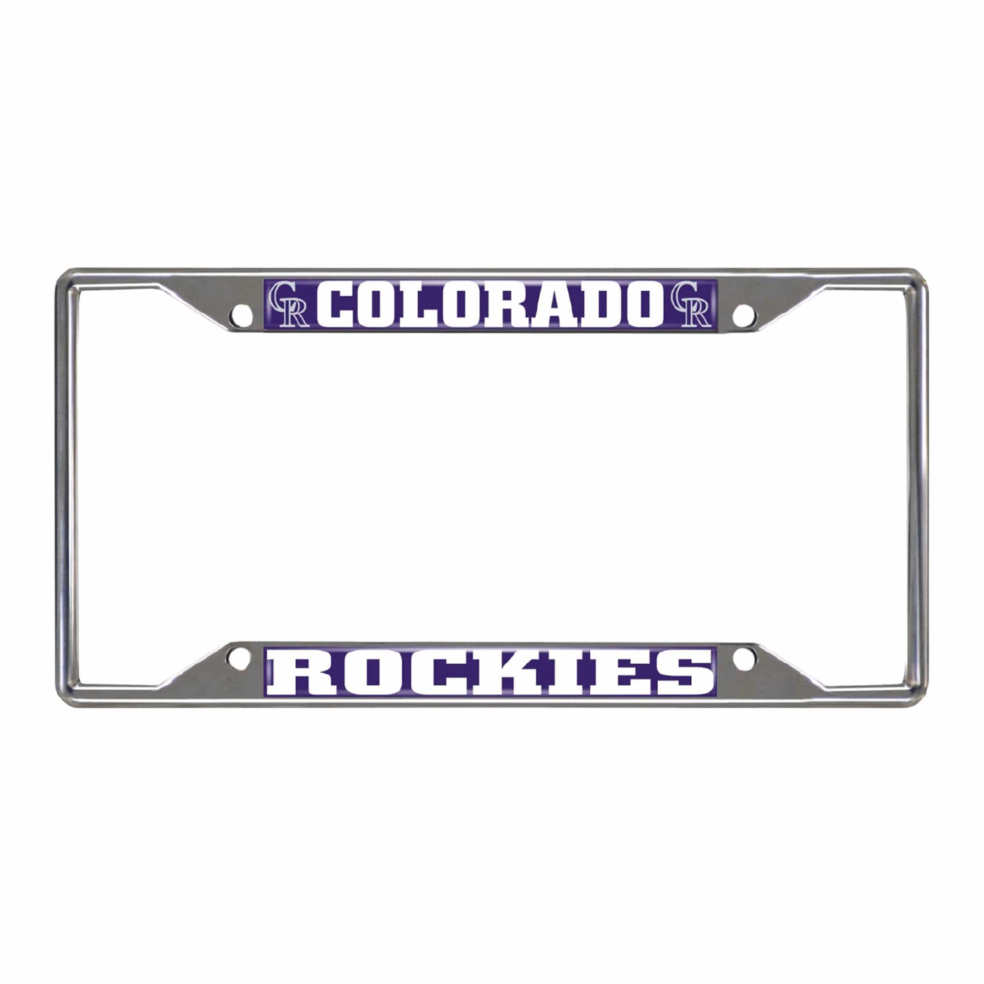 Colorado Rockies Chrome Metal License Plate Frame, 6.25in x 12.25in - Colorado Rockies