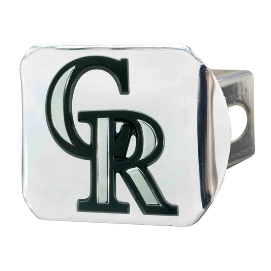 Colorado Rockies Chrome Metal Hitch Cover with Chrome Metal 3D Emblem - Colorado Rockies