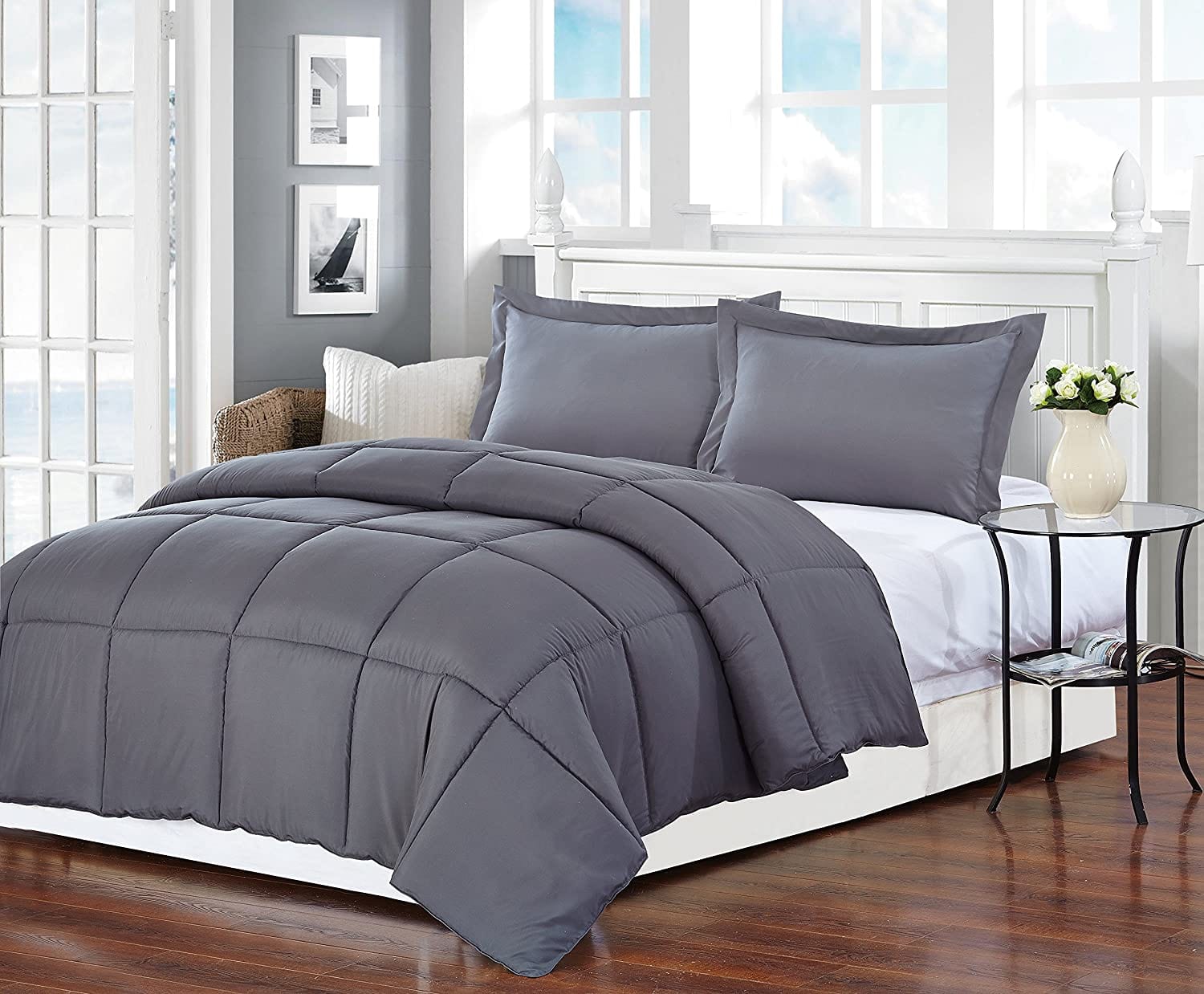 Dark Gray Queen Polyester Thread Count Down Alternative Comforter - Homeroots