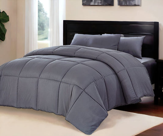 Dark Gray Queen Polyester Thread Count Down Alternative Comforter - Homeroots