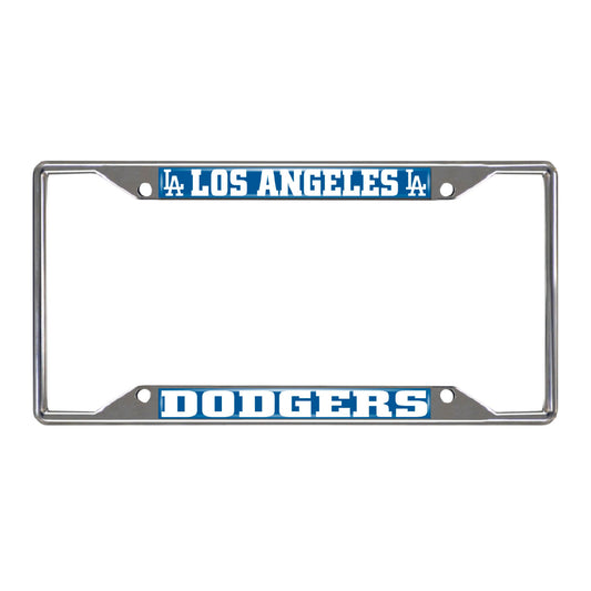 Los Angeles Dodgers Chrome Metal License Plate Frame, 6.25in x 12.25in