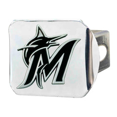 Miami Marlins Chrome Metal Hitch Cover with Chrome Metal 3D Emblem