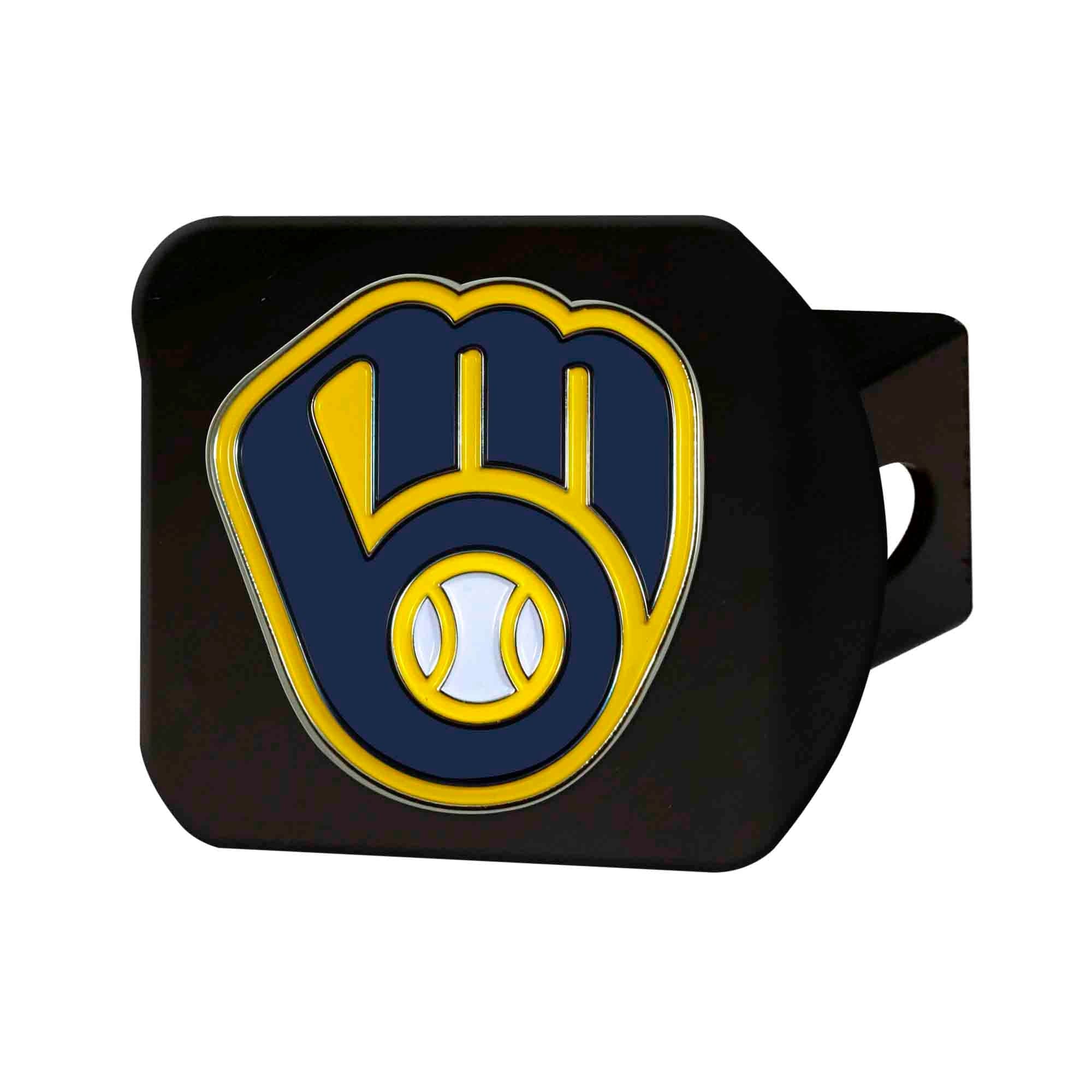 Milwaukee Brewers Black Metal Hitch Cover - 3D Color Emblem