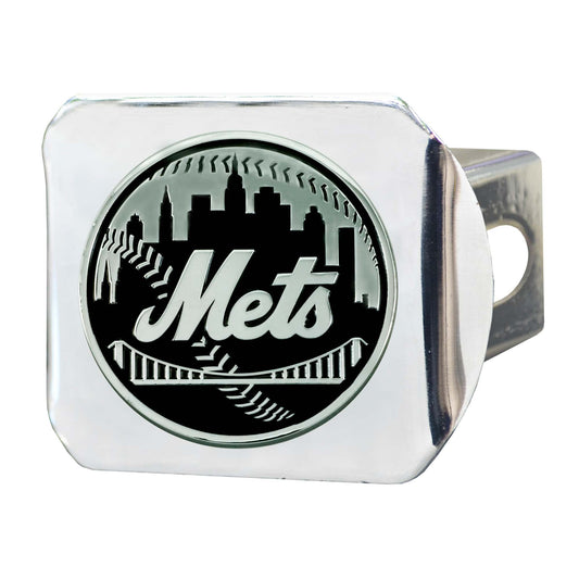 New York Mets Chrome Metal Hitch Cover with Chrome Metal 3D Emblem - New York Mets