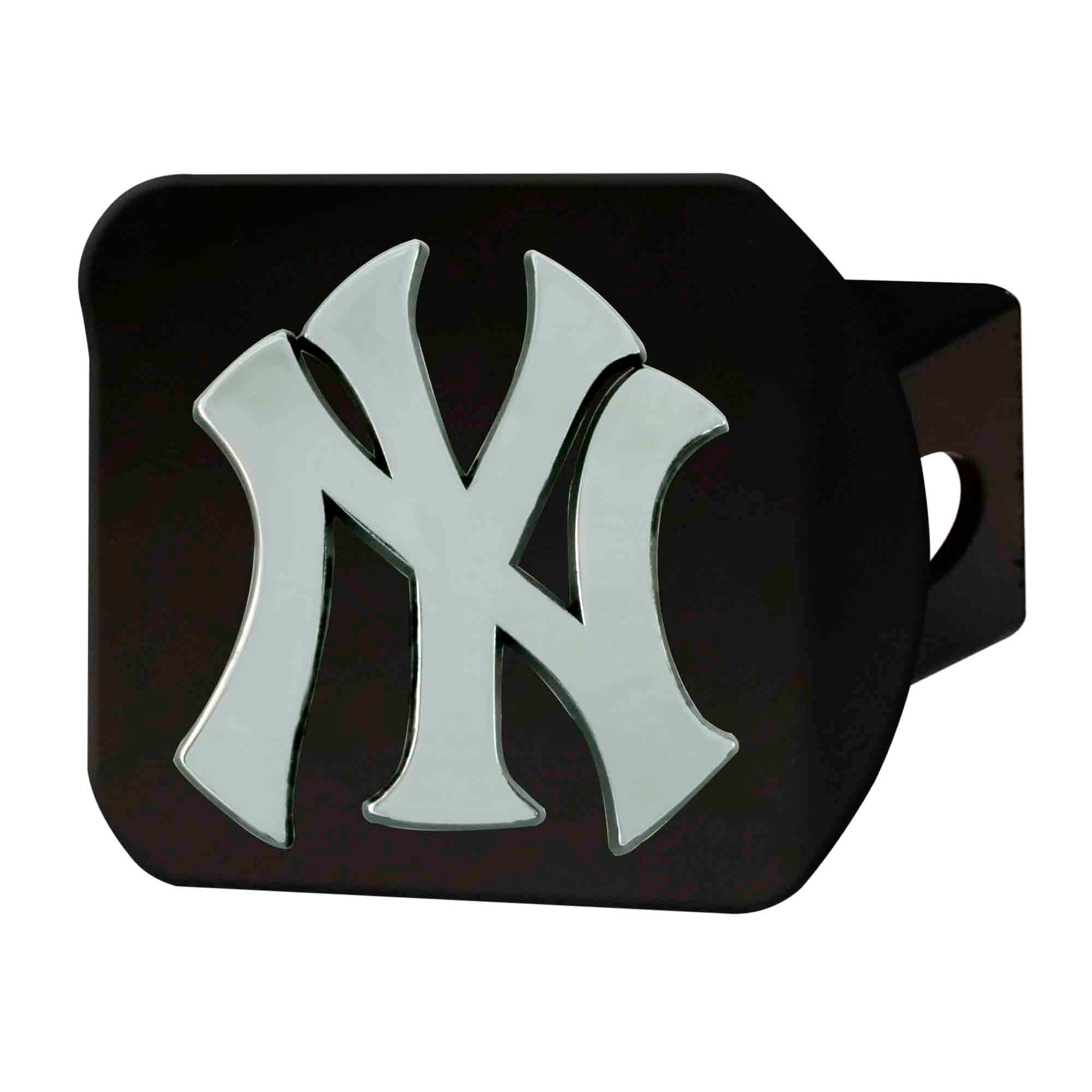 New York Yankees Black Metal Hitch Cover with Metal Chrome 3D Emblem - New York Yankees