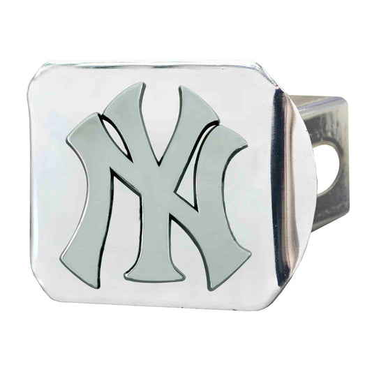 New York Yankees Chrome Metal Hitch Cover with Chrome Metal 3D Emblem - New York Yankees