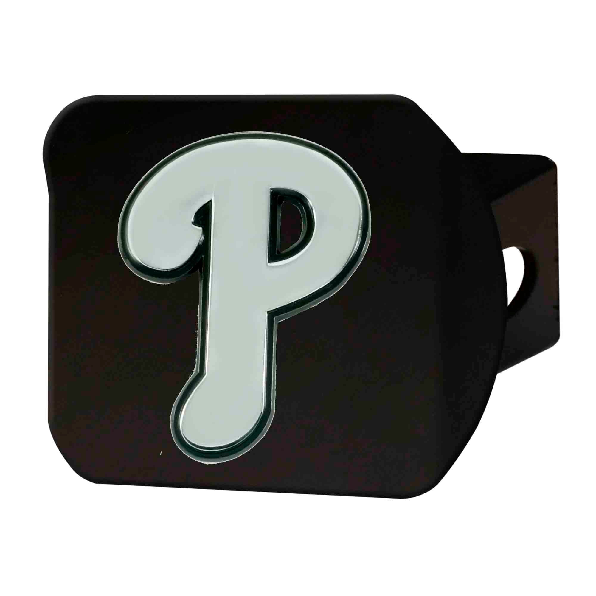 Philadelphia Phillies Black Metal Hitch Cover with Metal Chrome 3D Emblem