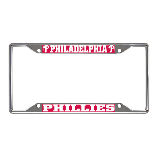 Philadelphia Phillies Chrome Metal License Plate Frame, 6.25in x 12.25in