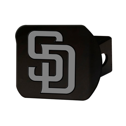 San Diego Padres Black Metal Hitch Cover with Metal Chrome 3D Emblem