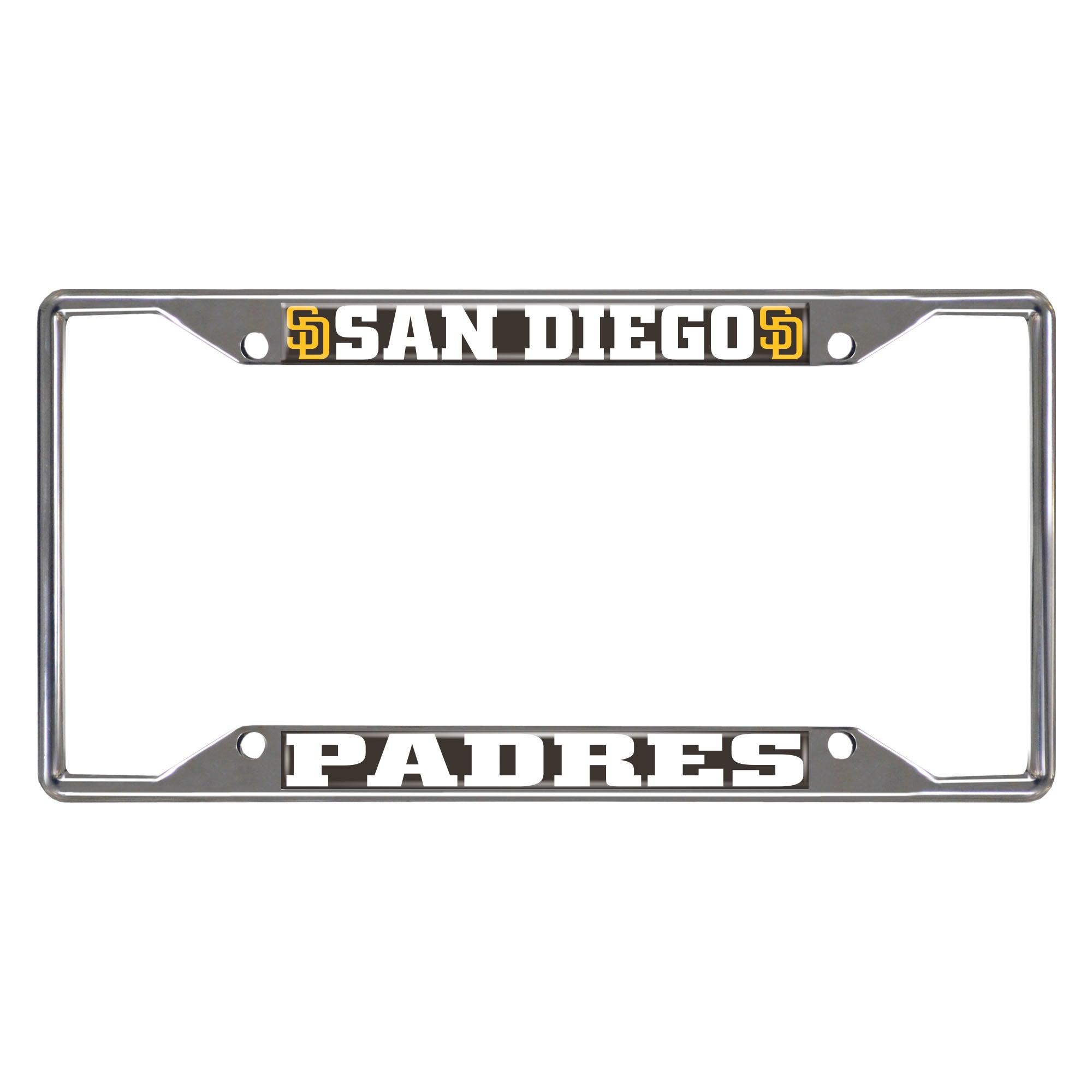 San Diego Padres Chrome Metal License Plate Frame, 6.25in x 12.25in