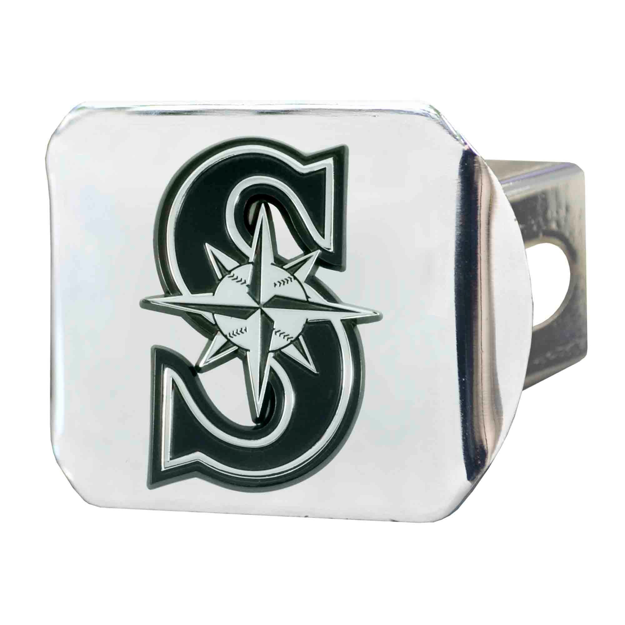 Seattle Mariners Chrome Metal Hitch Cover with Chrome Metal 3D Emblem