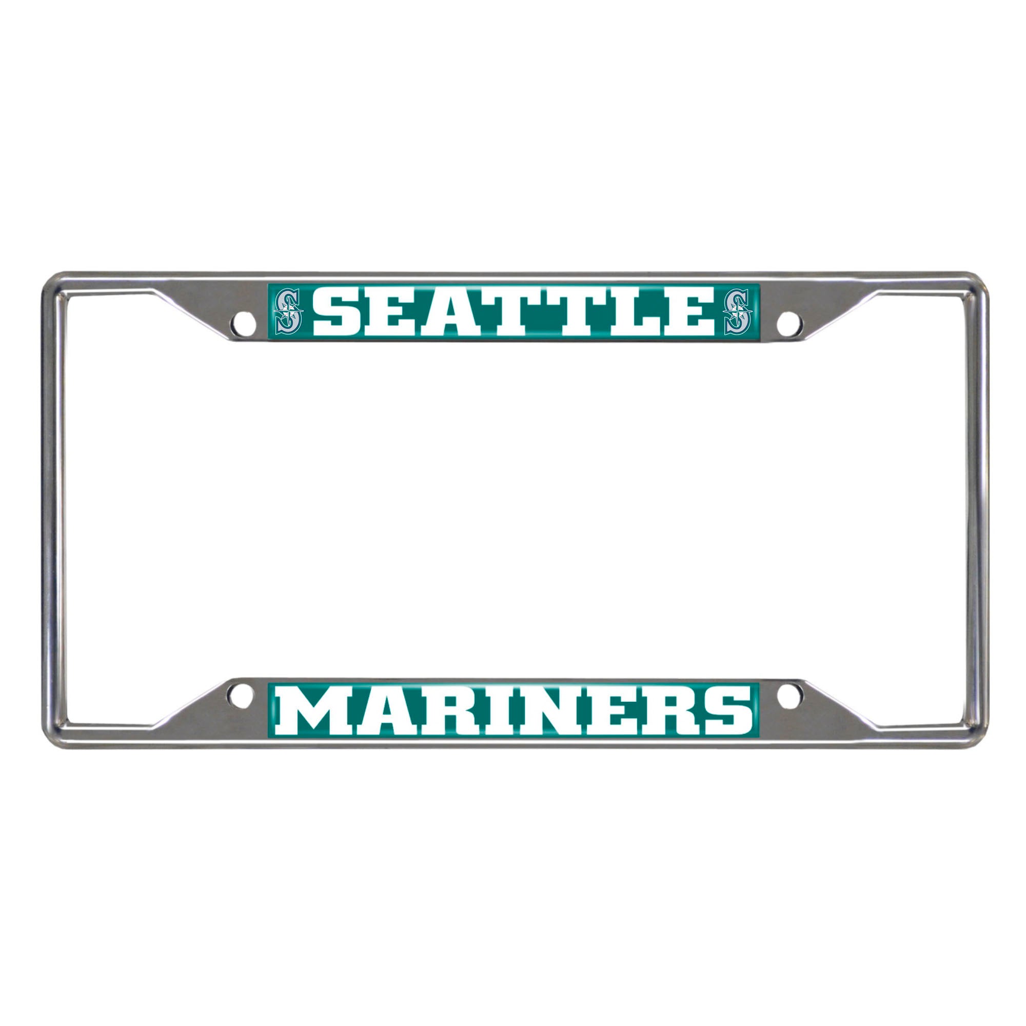 Seattle Mariners Chrome Metal License Plate Frame, 6.25in x 12.25in