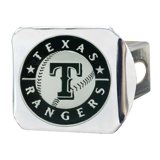 Texas Rangers Chrome Metal Hitch Cover with Chrome Metal 3D Emblem