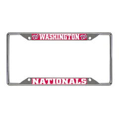 Washington Nationals Chrome Metal License Plate Frame, 6.25in x 12.25in