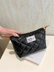 Solid Quilted Clutch with Zipper