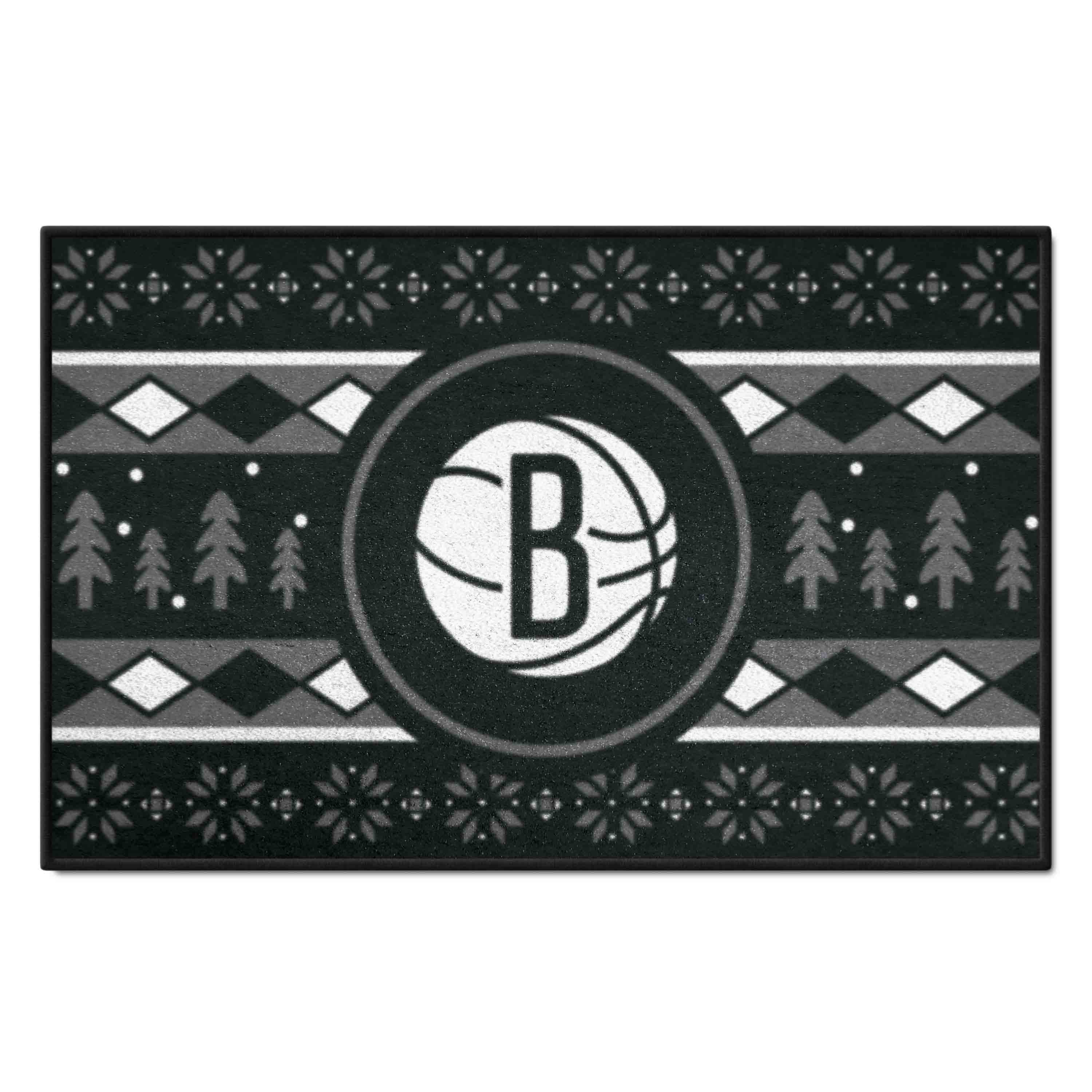 Brooklyn Nets Holiday Sweater Starter Mat Accent Rug - 19in. x 30in.