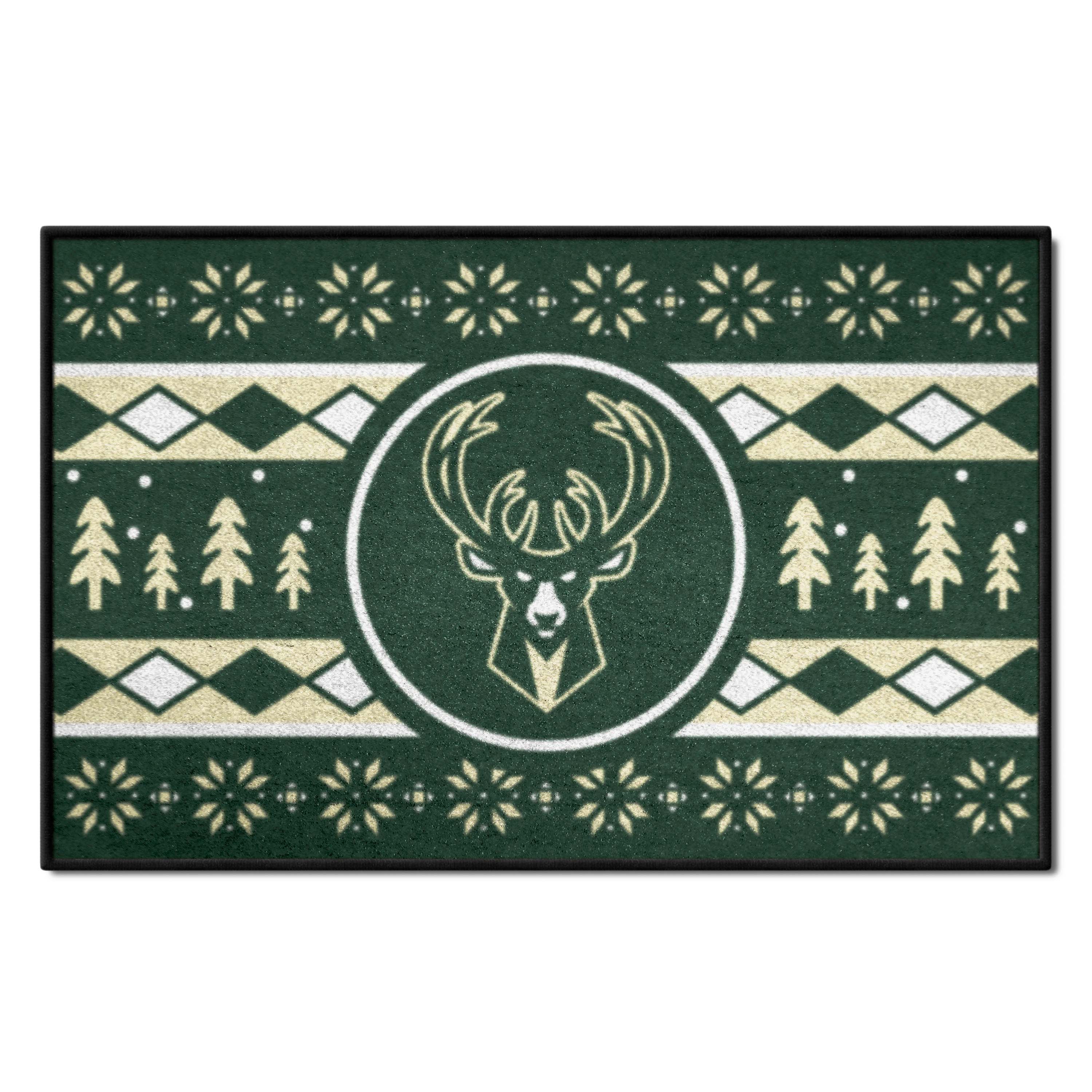 Milwaukee Bucks Holiday Sweater Starter Mat Accent Rug - 19in. x 30in.