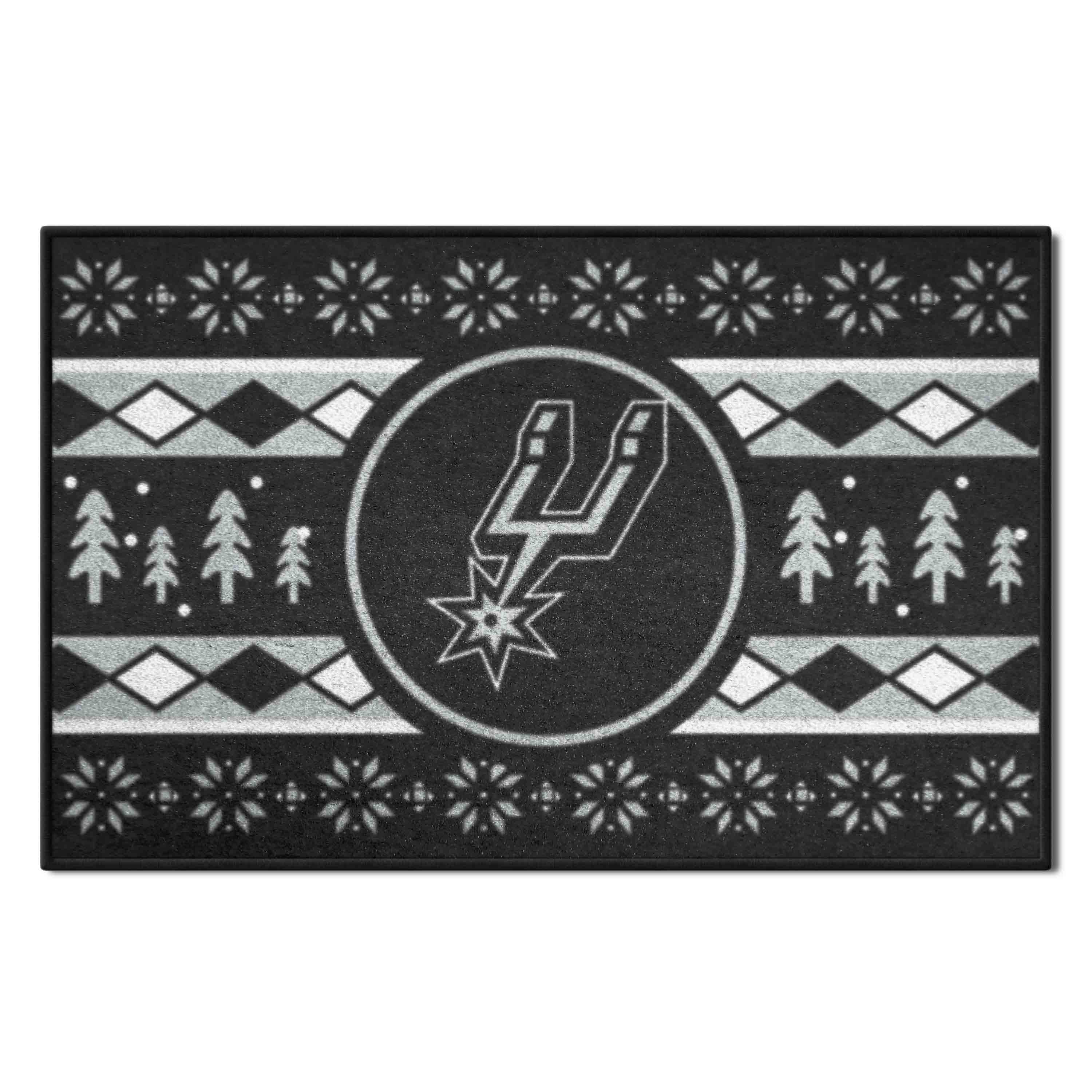 San Antonio Spurs Holiday Sweater Starter Mat Accent Rug - 19in. x 30in.