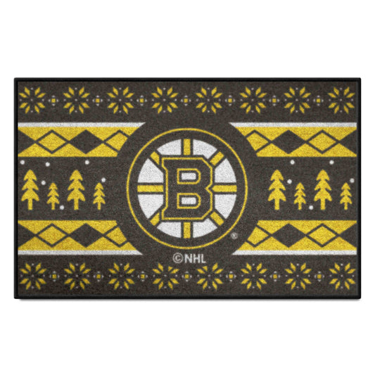 Boston Bruins Holiday Sweater Starter Mat Accent Rug - 19in. x 30in.