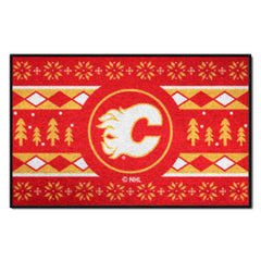 Calgary Flames Holiday Sweater Starter Mat Accent Rug - 19in. x 30in. - Calgary Flames