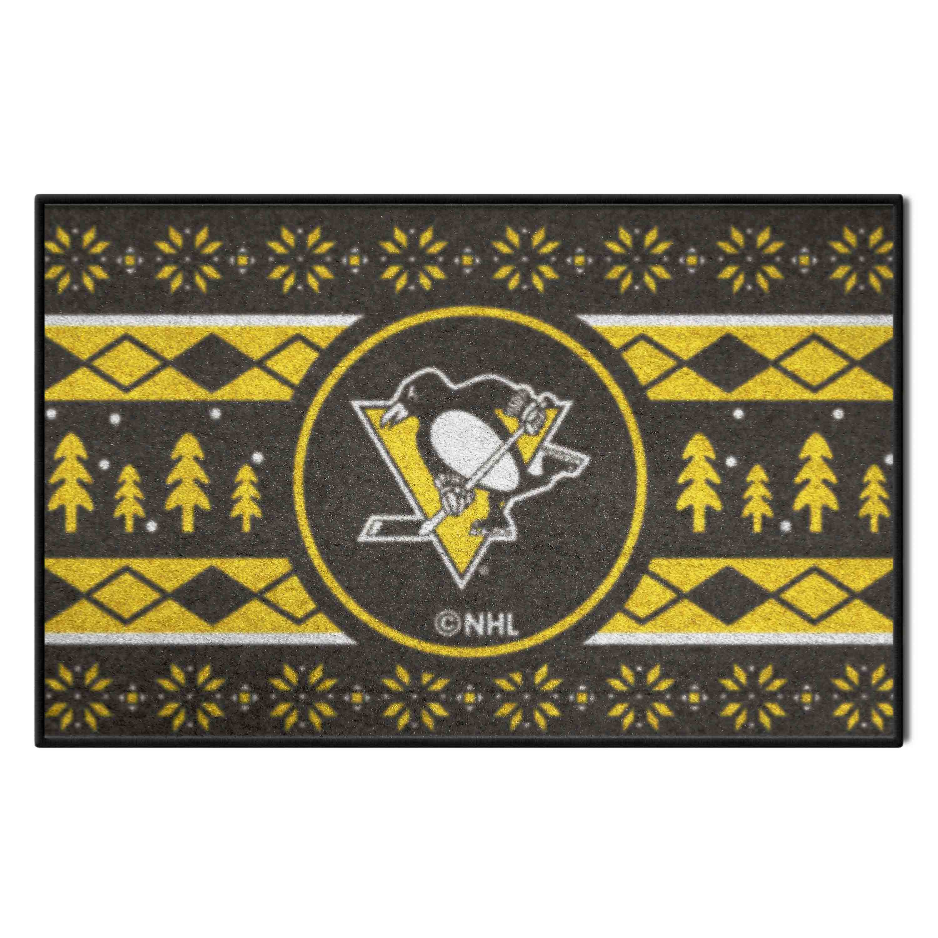 Pittsburgh Penguins Holiday Sweater Starter Mat Accent Rug - 19in. x 30in.