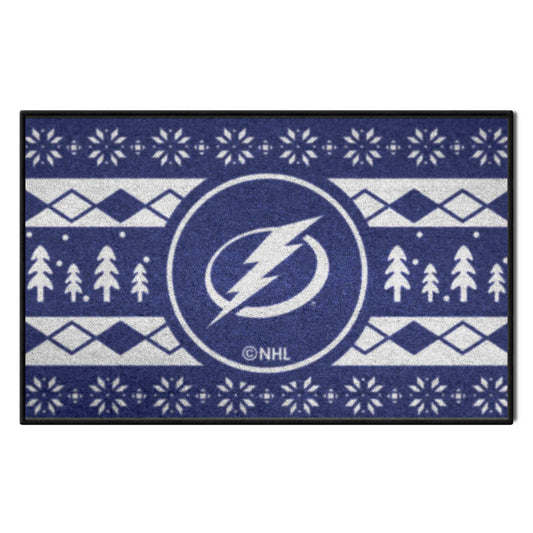 Tampa Bay Lightning Holiday Sweater Starter Mat Accent Rug - 19in. x 30in.