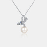 Pearl Pendant Moissanite 925 Sterling Silver Necklace - Flyclothing LLC