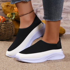 Mesh Contrast Flat Slip-Ons - Trendsi