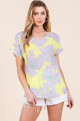 BOMBOM Floral Short Sleeve T-Shirt - Trendsi