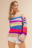 BiBi Multi Color Geometric Stripe Sweater