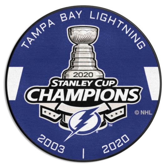 Tampa Bay Lightning Hockey Puck Rug - 27in. Diameter, 2020 NHL Stanley Cup Champions