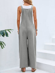 Full Size Square Neck Wide Strap Overalls - Trendsi