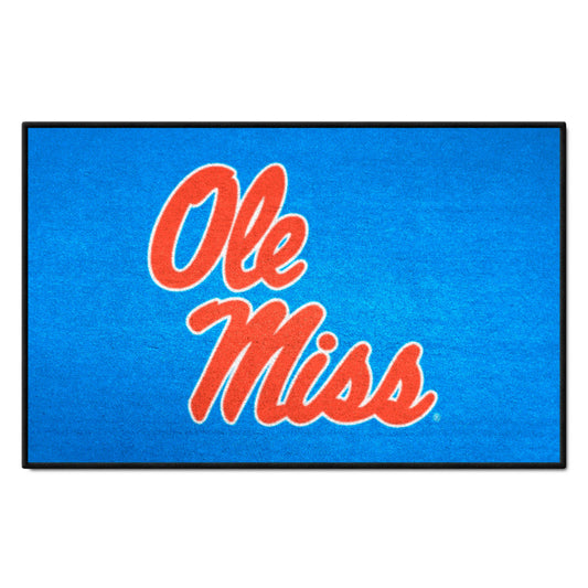 Ole Miss Rebels Starter Mat Accent Rug - 19in. x 30in., Light Blue Alternate - Ole Miss