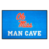 Ole Miss Rebels Man Cave Starter Mat Accent Rug - 19in. x 30in., Light Blue Alternate - Ole Miss