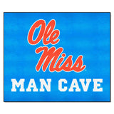 Ole Miss Rebels Man Cave Tailgater Rug - 5ft. x 6ft., Light Blue Alternate - Ole Miss