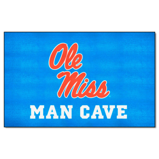 Ole Miss Rebels Man Cave Ulti-Mat Rug - 5ft. x 8ft., Light Blue Alternate