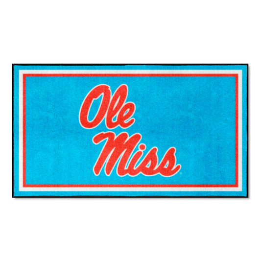 Ole Miss Rebels 3ft. x 5ft. Plush Area Rug, Light Blue Alternate - Ole Miss