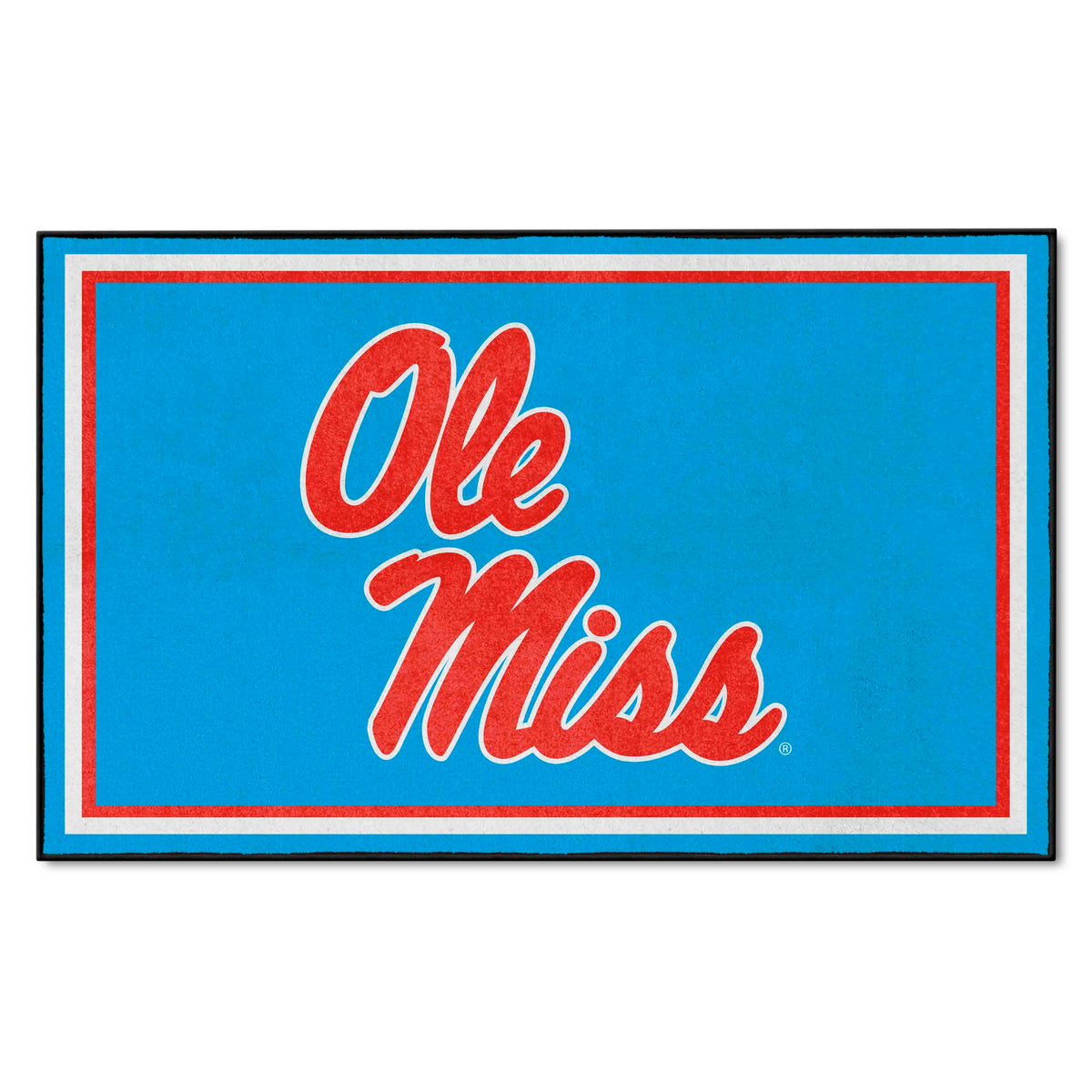 Ole Miss Rebels 4ft. x 6ft. Plush Area Rug, Light Blue Alternate - Ole Miss