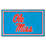 Ole Miss Rebels 4ft. x 6ft. Plush Area Rug, Light Blue Alternate - Ole Miss